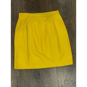 Vintage 80s CHIA Bright Yellow Leather High-Waisted Mini Skirt – Size 10